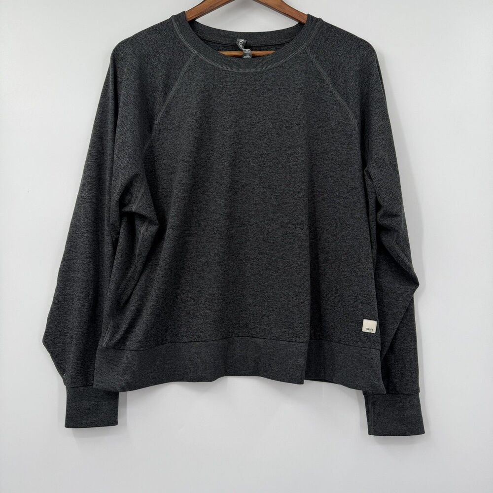 Vuori Long Sleeve Halo Crew Womens XL Black Heather DreamKnit Sweatshirt